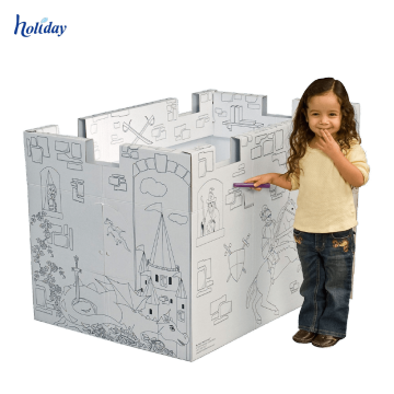 Corrugated Paper Foldable Kids Playhouse For Sales,DIY Design Outdoor Large Kids Paper Playhouse